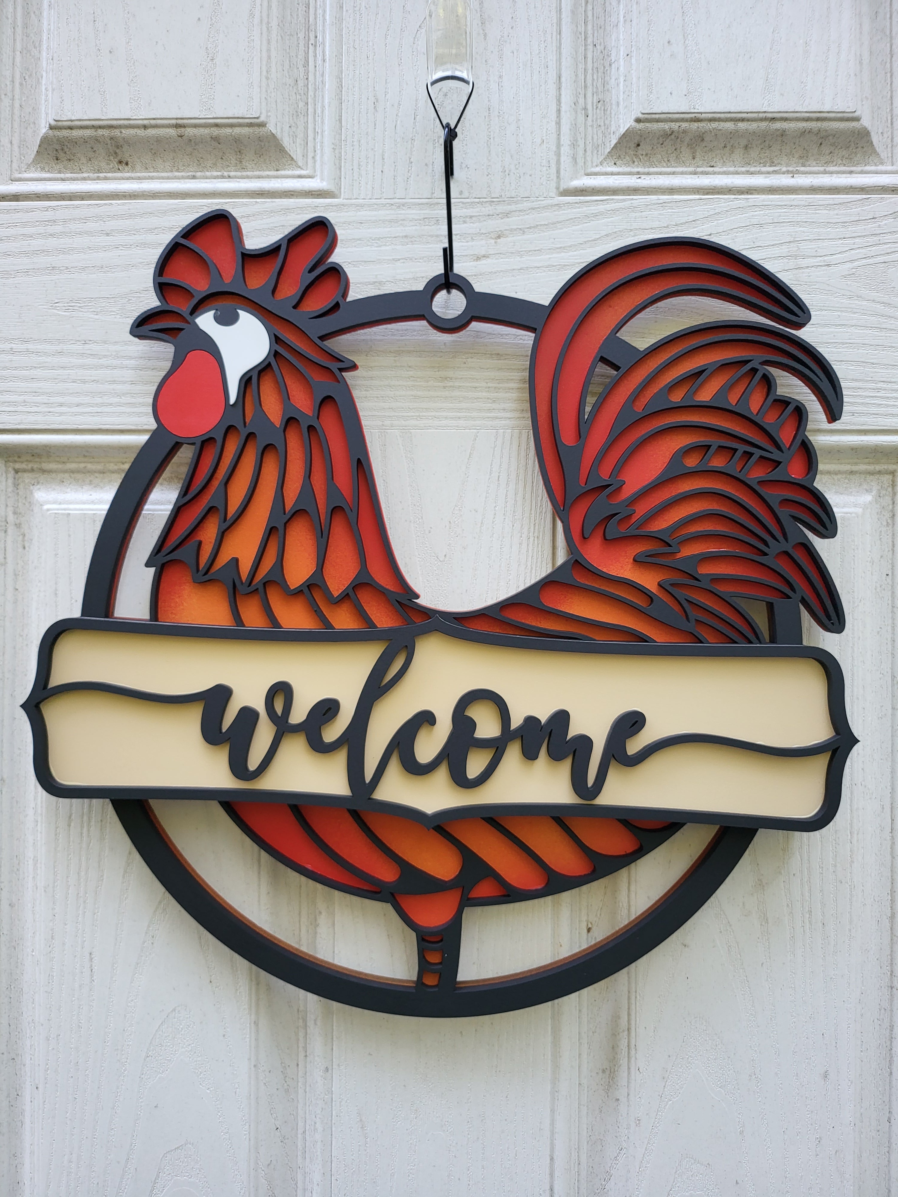 rooster plant hanger 3D Rooster Door Hanger – Rustic Design 4U