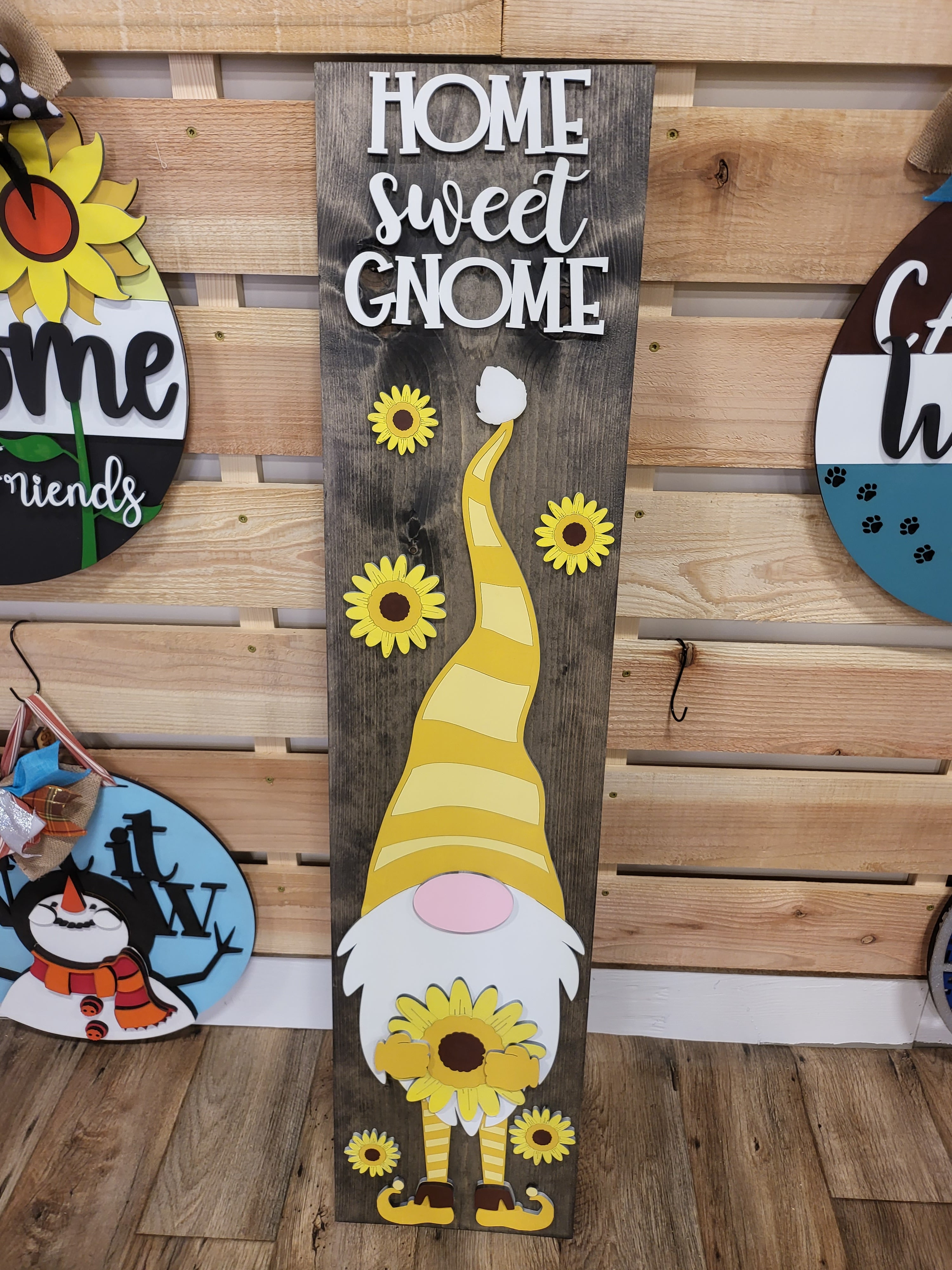 Home Sweet Gnome Sunflower Porch Leaner