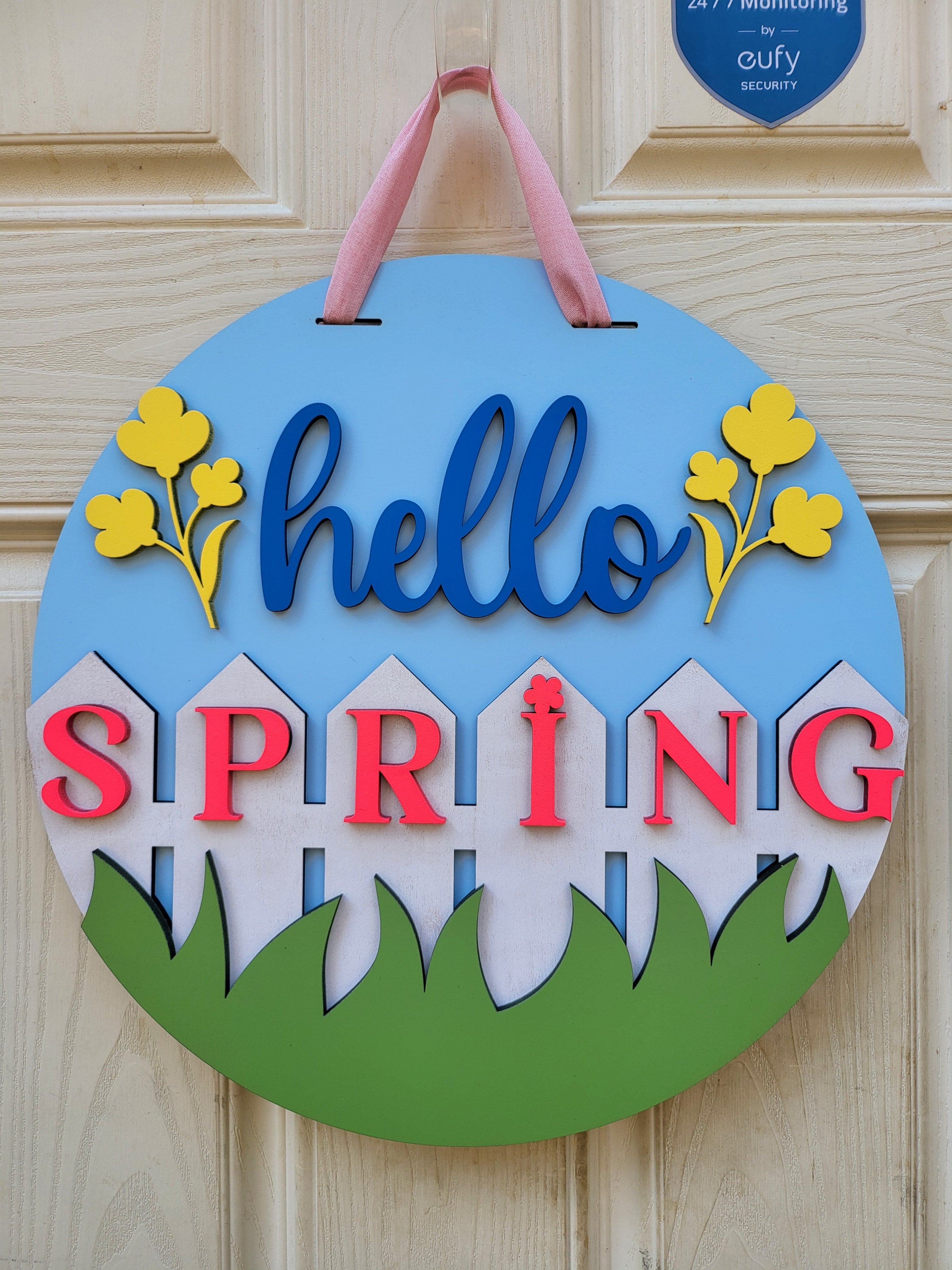 Hello Spring Fence Door Hanger