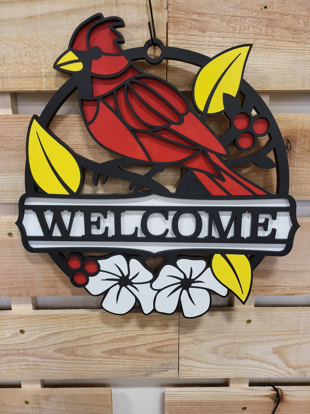 Red Cardinal Welcome Door Hanger