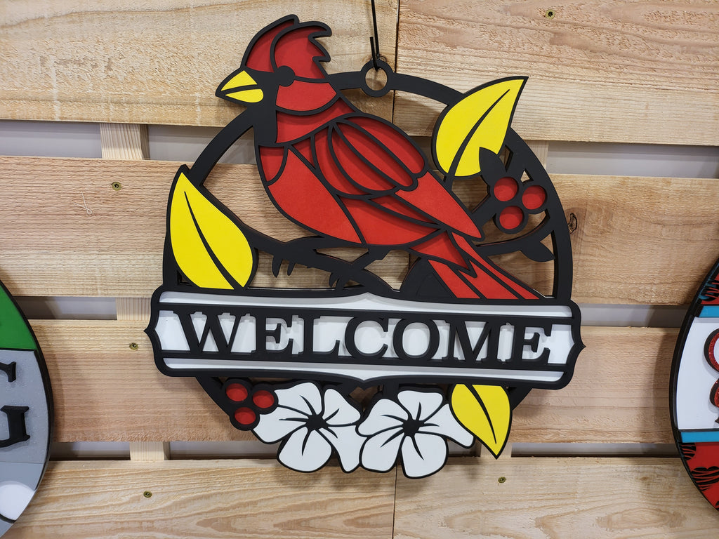 Red Cardinal Welcome Door Hanger