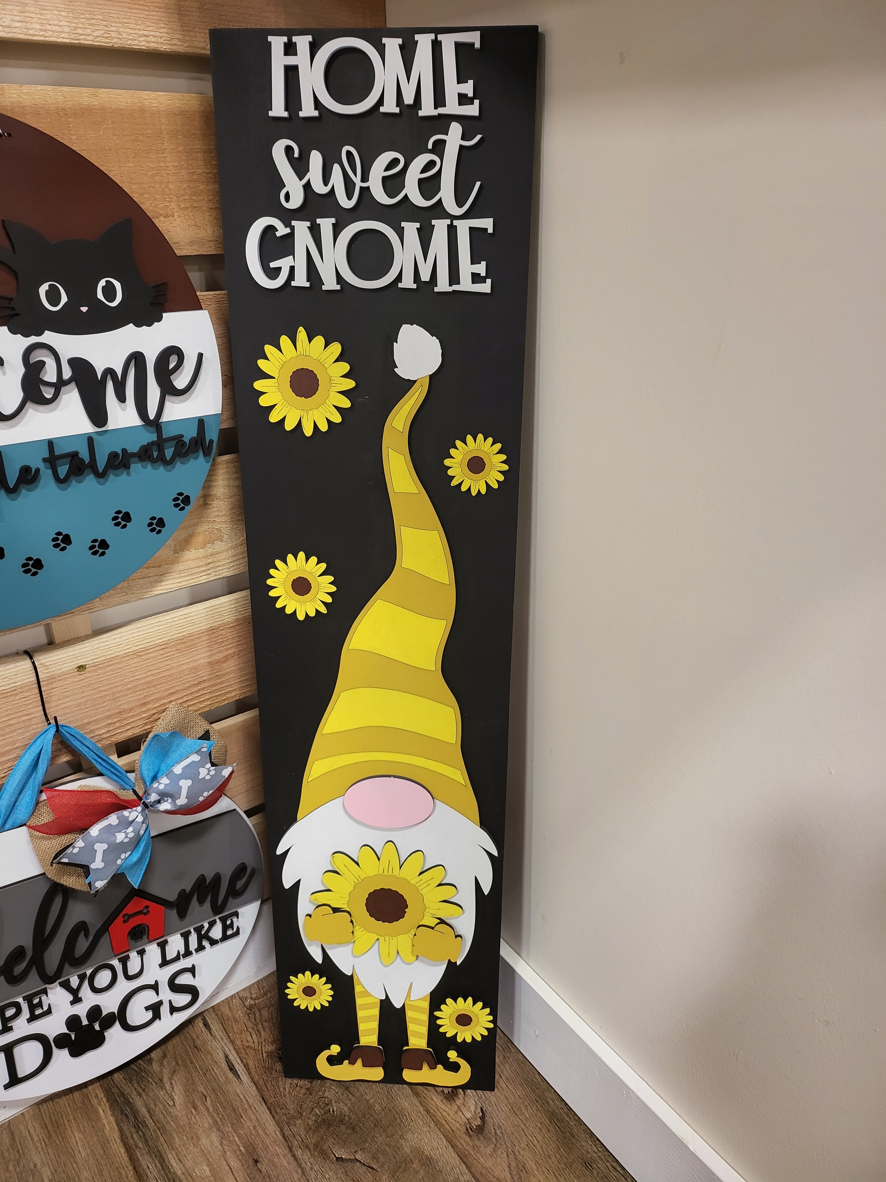 Home Sweet Gnome Sunflower Porch Leaner